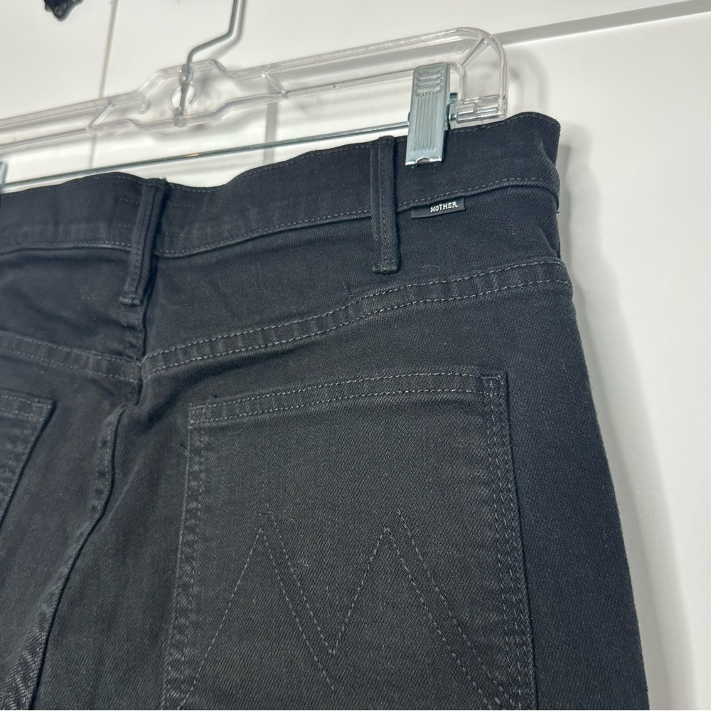 MOTHER Patch Pocket Insider Ankle Mid-Rise Crop Flare Jeans 30 10 black pitch - Picture 7 of 15